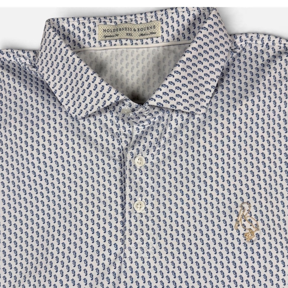 Holderness & Bourne Mens XXL Signature Fit Seahorse Print Golf Polo